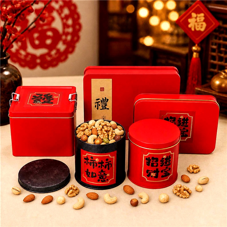 红色年货礼品铁盒
