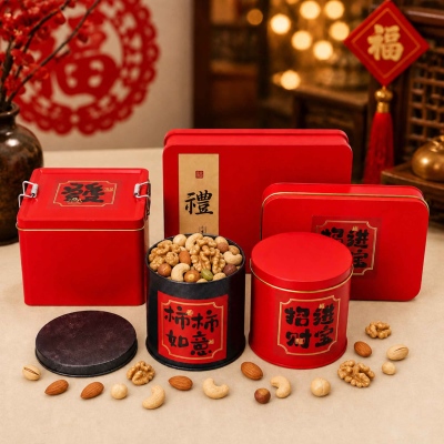红色年货礼品铁盒